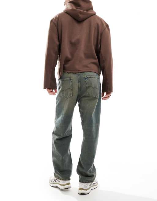 Jack & Jones Alex baggy fit jeans in blue green wash