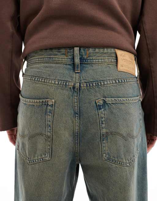 Jack & Jones Alex baggy fit jeans in blue green wash