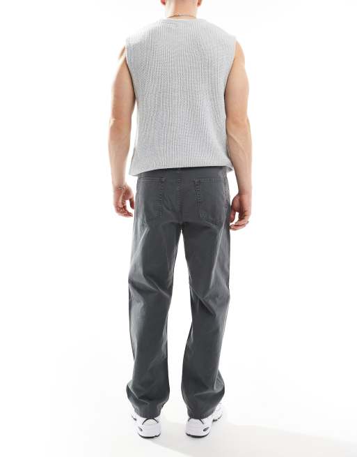 Jack & Jones Alex baggy fit twill pants in dark grey, 2 of 5