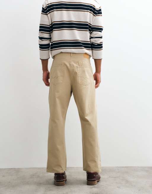 Jack & Jones Alex baggy fit twill trousers in beige, 4 of 5