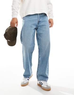 Jack & Jones alex baggy jean in mid blue vintage wash