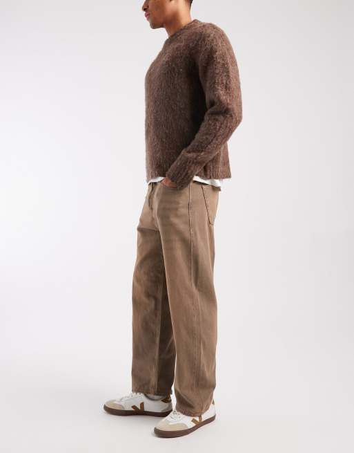 Jack & Jones Alex baggy jeans in brown vintage wash