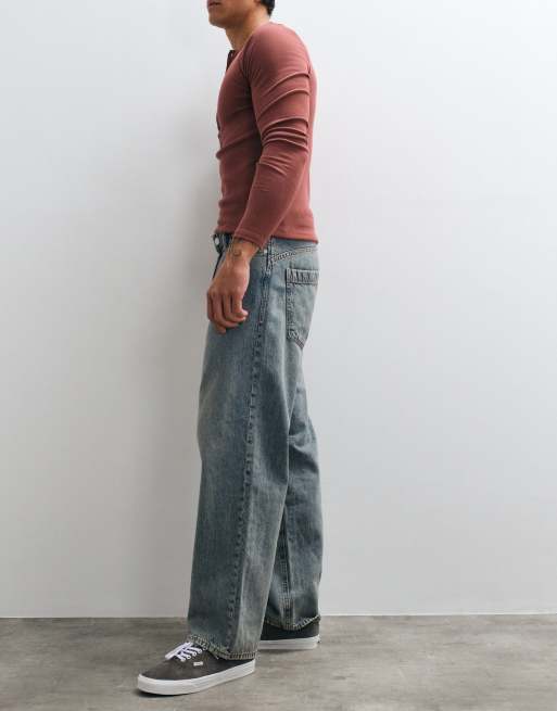 Jack & Jones Alex baggy jeans in gedragen lichtblauw, 2 van 5