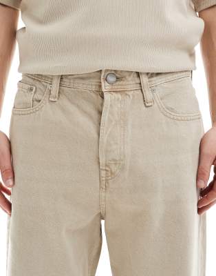 Jack & Jones – Alex – Weite Jeans in hellbeiger Waschung