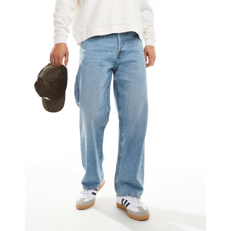 Jack Jones Alex baggy jeans in mid blue vintage wash