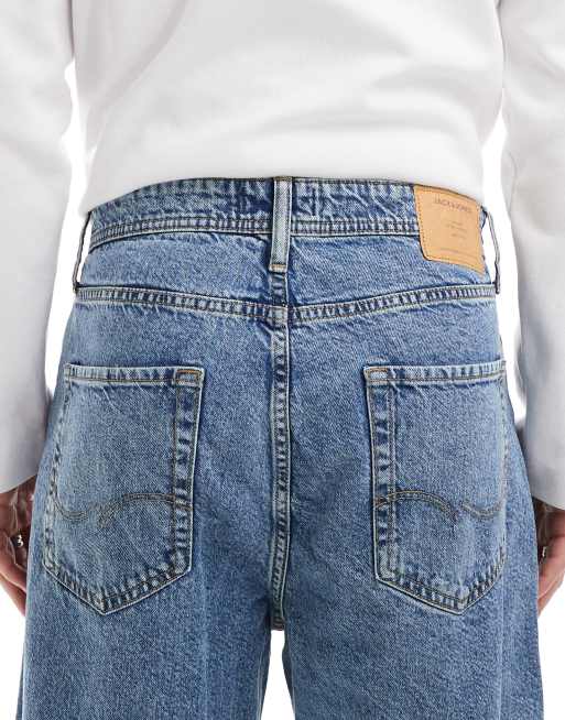Jack & Jones Alex baggy jeans in mid blue wash