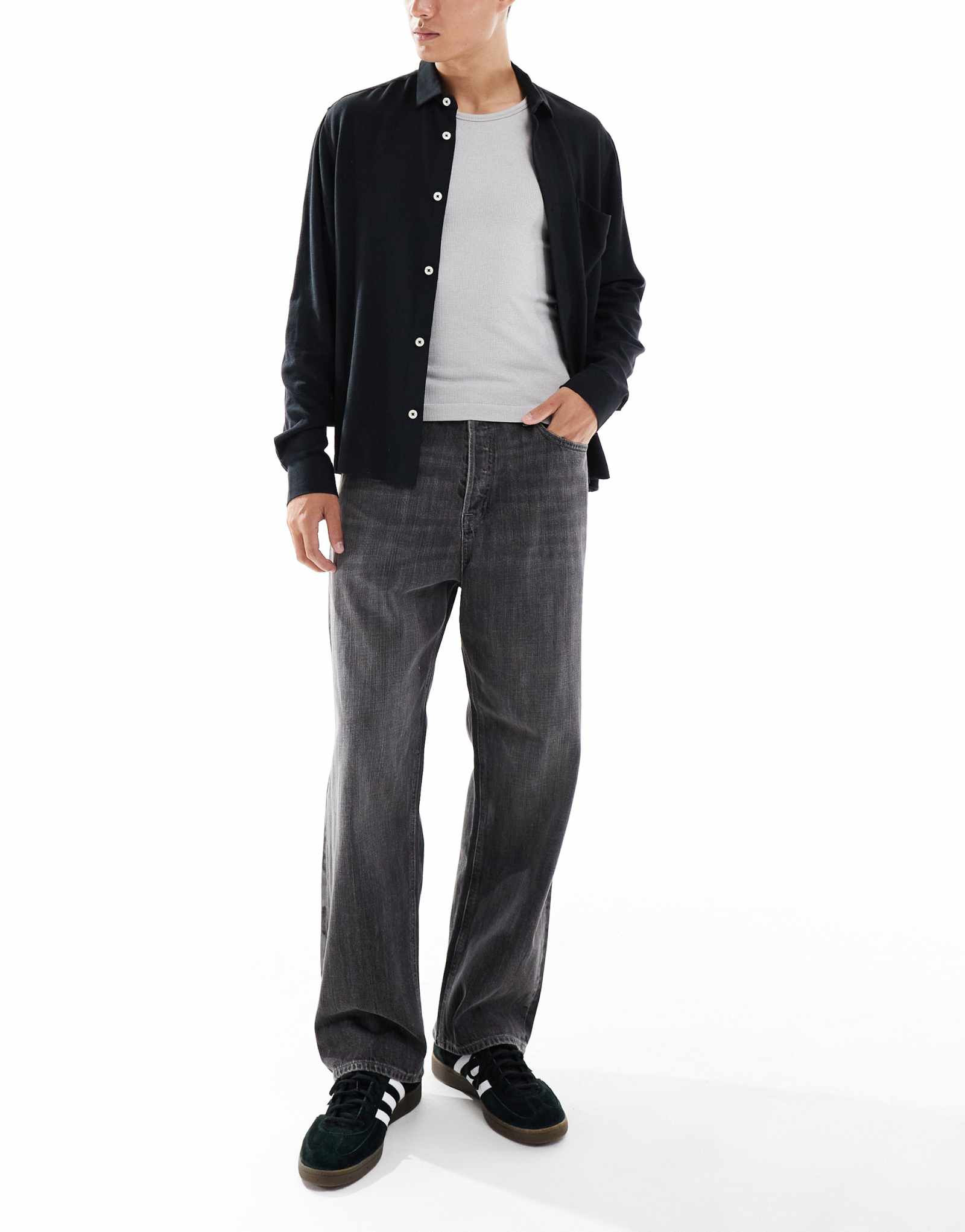 Мешковатые джинсы Jack &Jones alex застиранного черного цвета