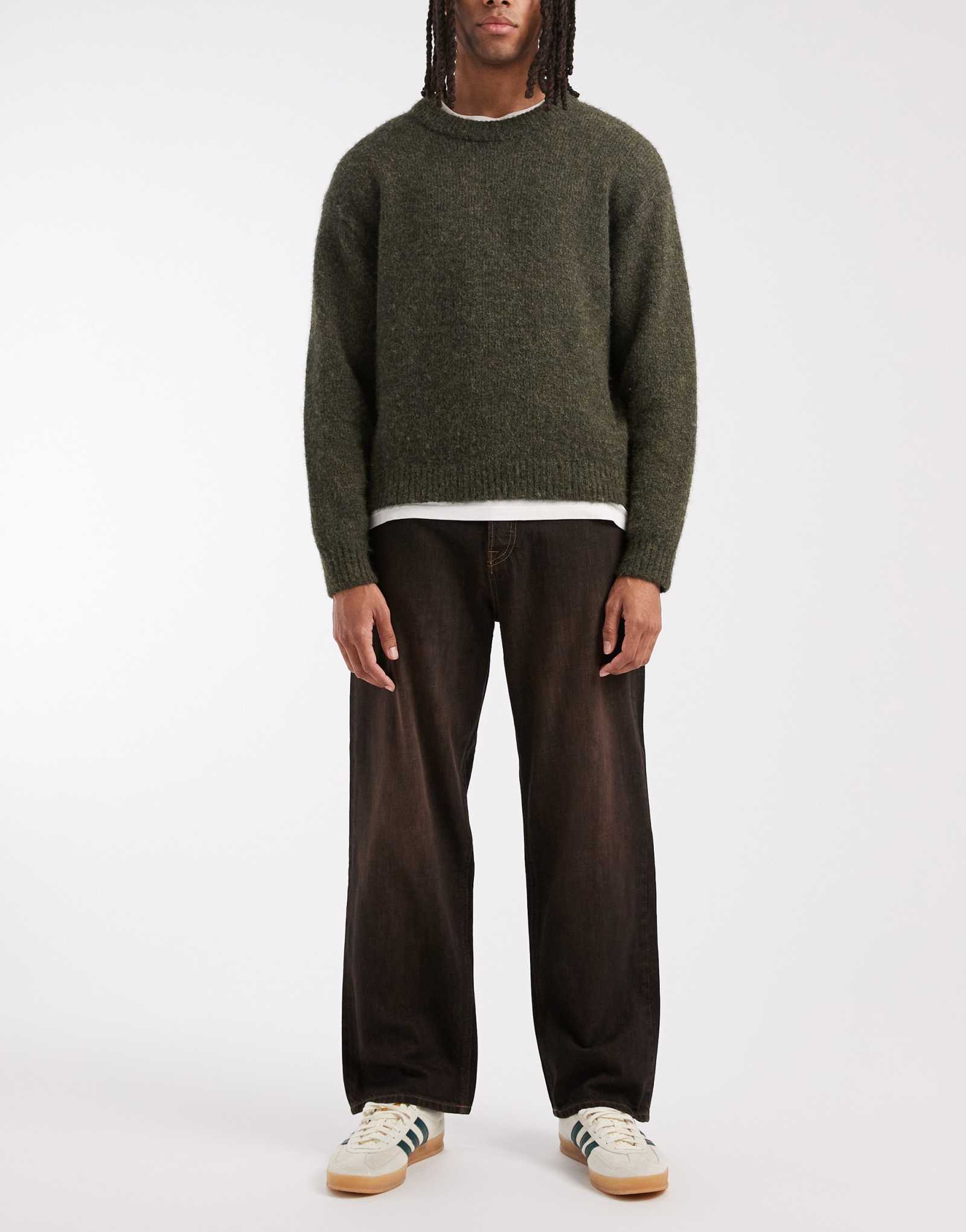 Мешковатые джинсы Jack &Jones Alex с коричневым отливом в черном цвете