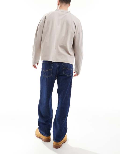 Jack & Jones Alex baggy rigid jeans in mid blue wash , 2 of 5