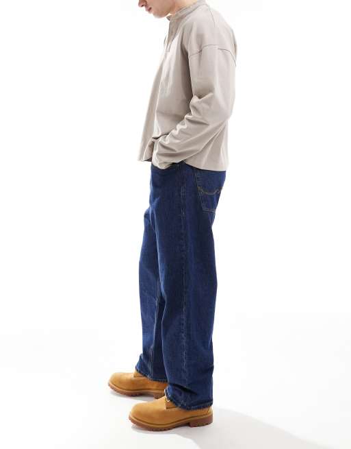 Jack & Jones Alex baggy rigid jeans in mid blue wash , 3 of 5