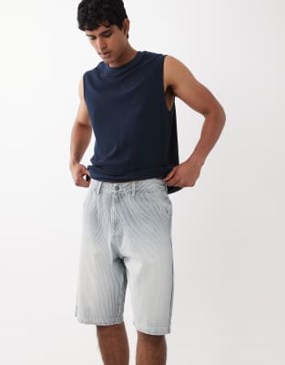 Alex - Baggy-Shorts mit Hickory-Streifenmuster-Navy Navy M