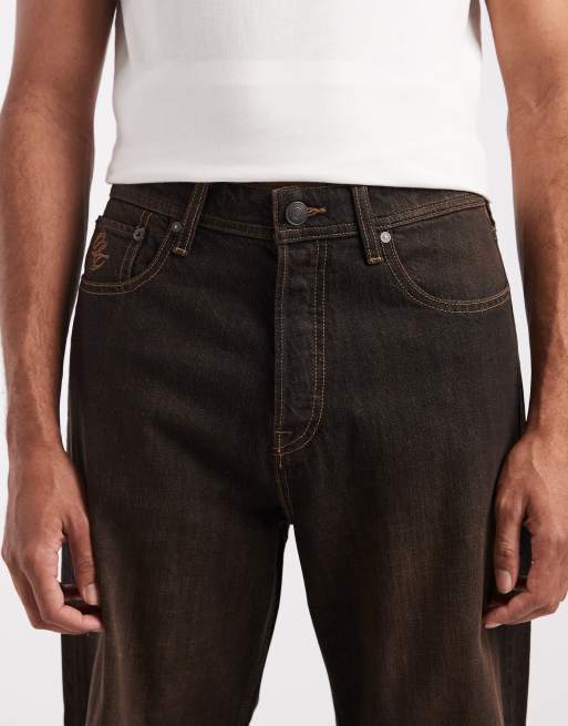 Jack & Jones - Alex - Baggy sorte jeans med brun toning, 5 af 5