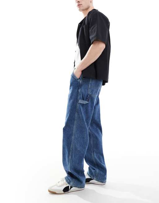 Jack & Jones - Alex - Baggy timmermansjeans in blauw met wassing, 2 van 5