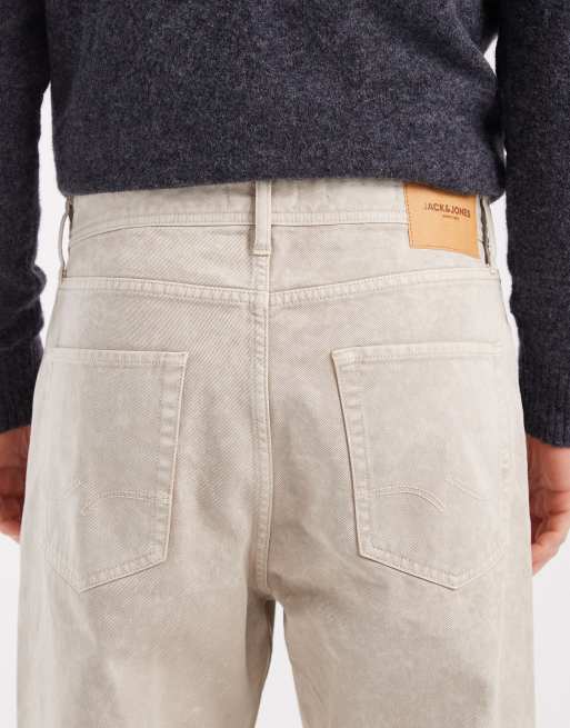 Jack & Jones Alex baggy trousers in beige acid wash, 4 of 5