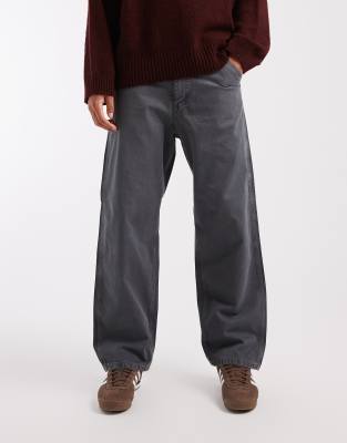 Jack & Jones Alex Baggy Workwear Pants In Gray