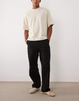 Jack & Jones Alex Baggy Workwear Pants With Logo Patch In Black