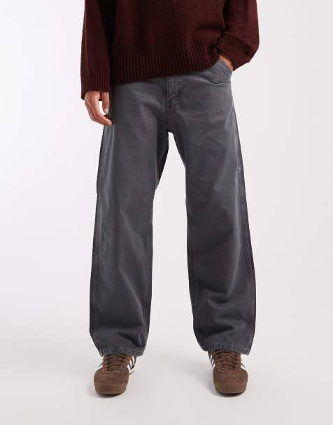 Jack & Jones Alex baggy workwear trousers in grey