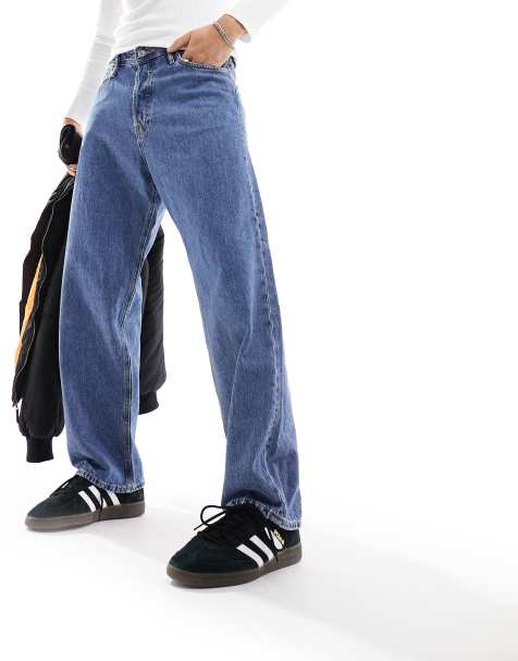 Jack & Jones - Alex - Blå baggy jeans i mellemvask - view 1