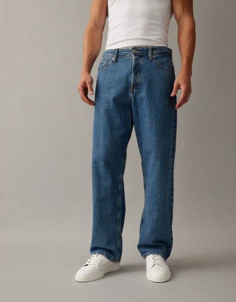 Jack & Jones - Alex - Blå baggy jeans i mellemvask - view 1