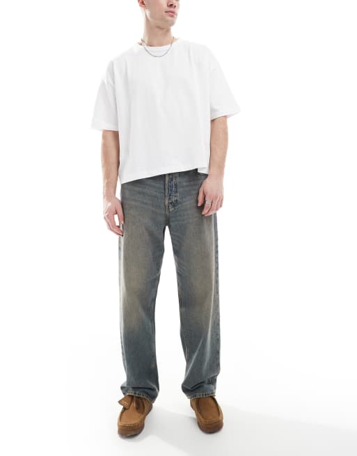 Jack & Jones – Alex – Blå, baggy jeans i vintagetvätt