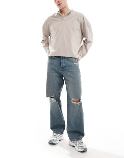 Jack & Jones - Alex - Blå jeans med flænger på knæene i poset pasform - view 1
