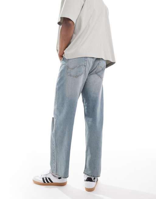 Jack & Jones - Alex - Blå og baggy jeans med stonewash og flænge på knæet, 2 af 5