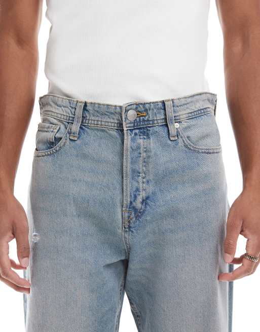 Jack & Jones - Alex - Blå og baggy jeans med stonewash og flænge på knæet, 5 af 5