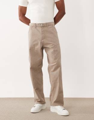 Alex - Carpenter-Hose in verwaschenem Creme-Brown Brown W33 L34