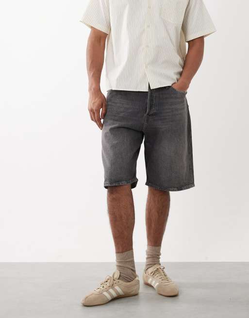 Jack & Jones – Alex – Czarne luźne szorty jeansowe z efektem sprania, 5 z 5
