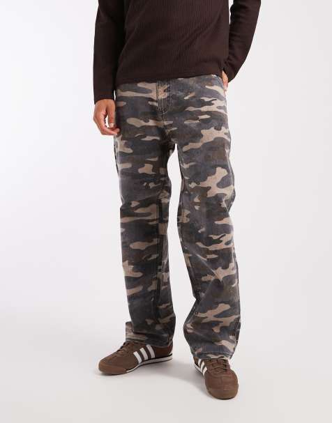 Jack & Jones – Alex – Flerfärgade, baggy, kamouflagemönstrade arbetsbyxor - view 1