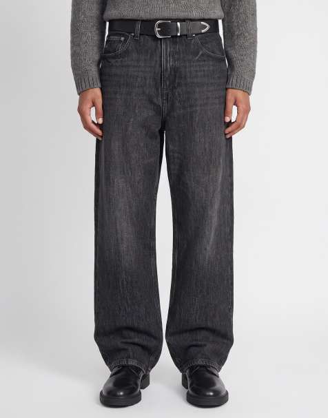Jack & Jones Alex high rise baggy fit jeans in black denim - view 1