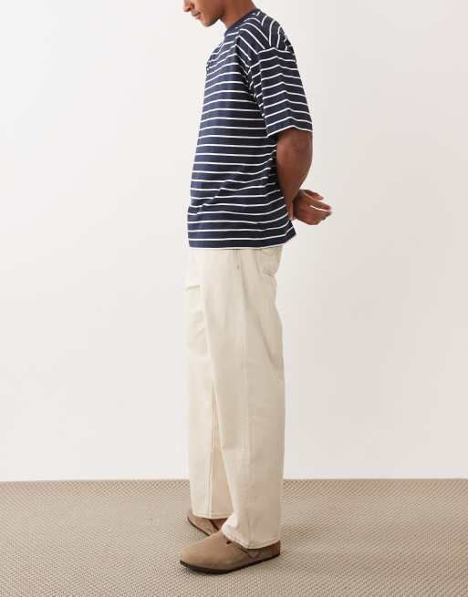 Jack & Jones - Alex - Jeans ampi bianco écru con cuciture a vista, 2 di 5