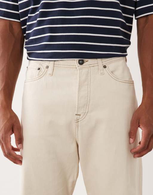 Jack & Jones - Alex - Jeans ampi bianco écru con cuciture a vista, 4 di 5