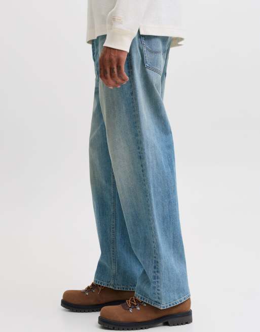Jack & Jones Alex jeans met hoge taille en barrel fit in blauw denim, 5 van 7
