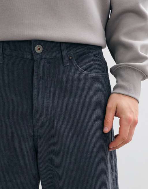 Jack & Jones – Alex – Mörkgrå, baggy manchesterbyxor, 3 av 5