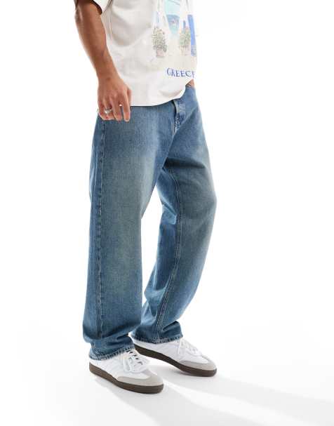 Jack & Jones Alex baggy jeans in mid blue wash