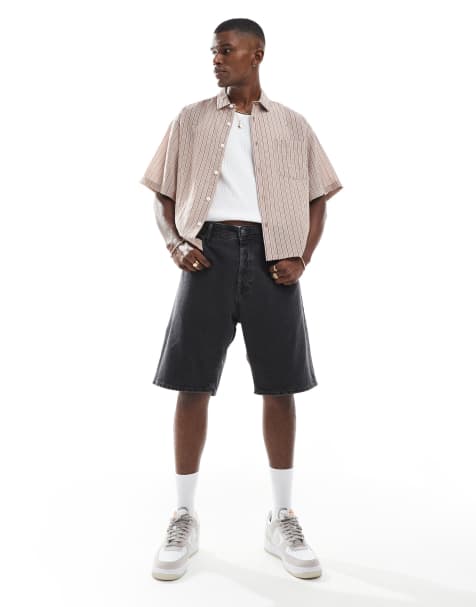 Jack & Jones alex baggy denim short in black 