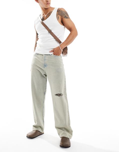 Jack & Jones Alex baggy fit jean with rips in light blue acid 