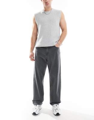 Jack & Jones - Alex - Pantalon baggy en sergé - Gris foncé