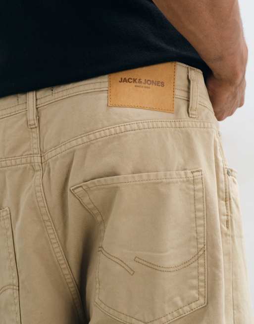 Jack & Jones Alex pantalones de sarga de corte baggy en beige, 2 de 5