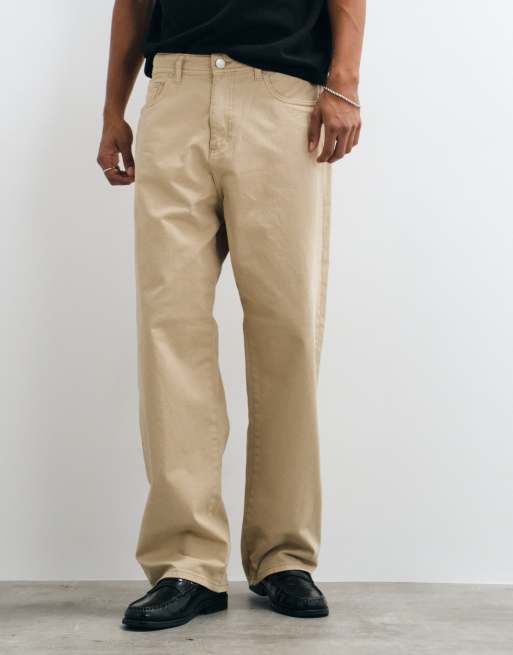 Jack & Jones Alex pantalones de sarga de corte baggy en beige, 3 de 5