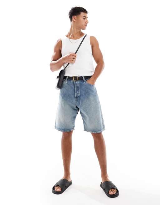 Jack & Jones – Alex – Vintageblå jeansshorts med baggy-passform
