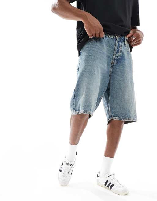 Jack & Jones – Alex – Vintageblå, tvättad jeansshorts med baggy-passform, 2 av 5
