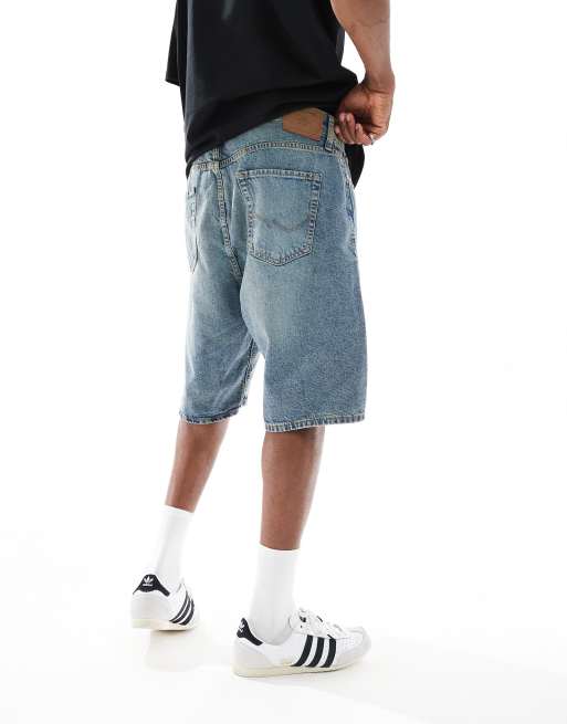 Jack & Jones – Alex – Vintageblå, tvättad jeansshorts med baggy-passform, 4 av 5
