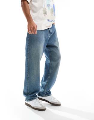 Alex - Weite Jeans in mittelblauer Waschung Blau W29 L32