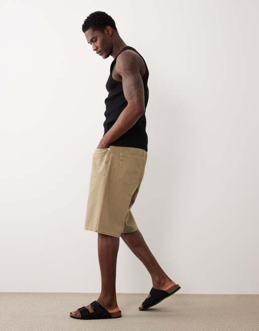 Jack & Jones – Alex – Weite Jeans-Shorts in Beige, 3 von 5