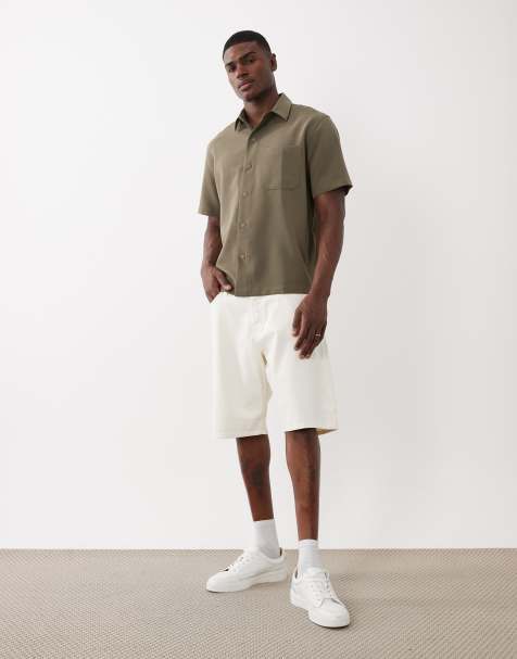 Jack & Jones – Alex – Weite Jeans-Shorts in Creme - view 1