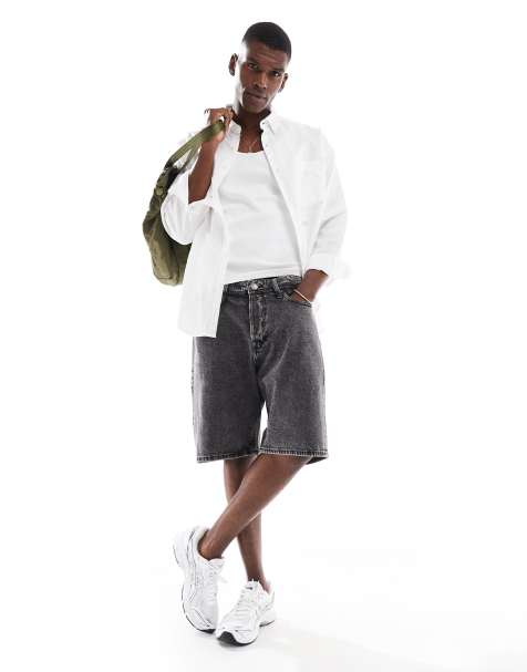 Jack & Jones – Alex – Weite Jeansshorts in schwarzer Waschung - view 1
