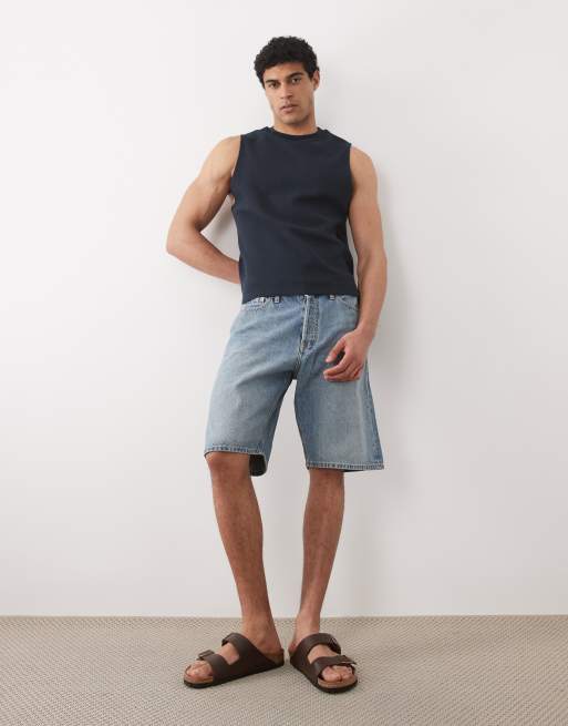 Jack & Jones – Alex – Weite Jeansshorts in Vintage-Blau