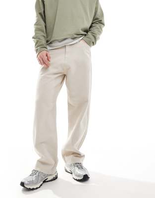 Jack & Jones Jack & Jones Alex wide fit trouser in ecru-White